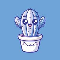 Single Cute Cactus in a Ceramic Planter with Geometric Patterns vector