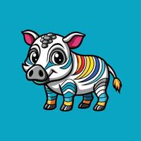 Captivating 3D Render of an Adorable Babirusa with a Vibrant and Colorful Background vector