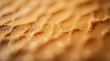 Close-up view of textured surface highlighting intricate patterns and natural features in warm tones under soft lighting photo
