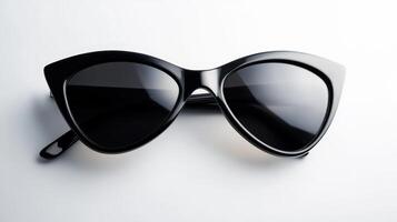 Chic black cat-eye sunglasses resting on a light background ready for stylish summer outings or beach adventures during the sunny season photo