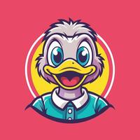 Cartoon Illustration of a Jubilant Duck Mascot with a Logo Design vector