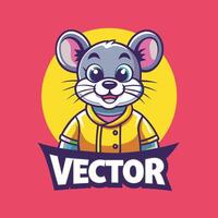 Minimalist Mouse Mascot Logo A Illustration of a Simple and Cute Mouse Character vector