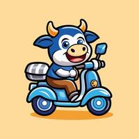 Adorable Cow on a Scooter A Whimsical Mascot for Your Brand vector