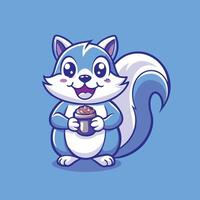 Cute Squirrel Character Mascot Holding a Nut in Format vector
