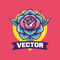 Vibrant Gradient Rose Illustration with Abstract Lines vector