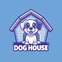 Gradient Illustration of a Colorful Dog House with a Line Art Style vector