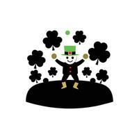 cheerful leprechaun dances with clovers in a field beneath a rainbow, spreading St Patrick Day joy with traditional Irish celebrations vector