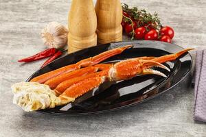 A large plate with a crab on it photo