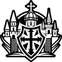 A glyph style icon of knight castle symbol vector