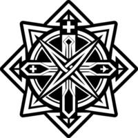 Cross masonic symbol icon in solid style vector