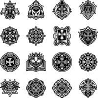 Collection of Knight Warrior Symbols Glyph Style Icons vector
