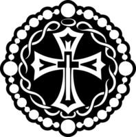 A glyph style icon of cross rosary symbol vector