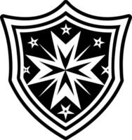 A solid style icon of star shield symbol vector