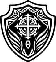 A filled style icon of cross shield symbol vector