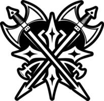 A solid style icon of crosses weapons symbol vector