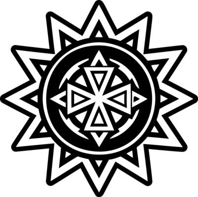 A filled style icon of jerusalem cross symbol