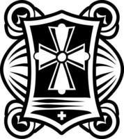 A solid style icon of templar parchment symbol vector