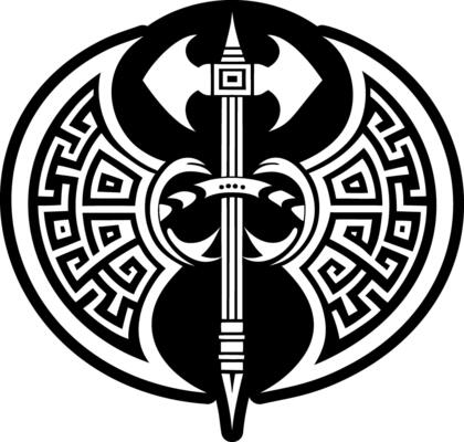A solid style icon of labrys weapon symbol