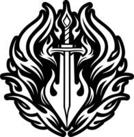 A solid style icon of burning sword symbol vector