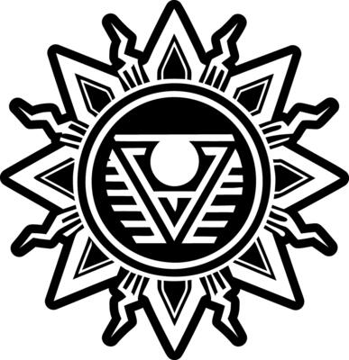 A filled style icon of rising sun symbol