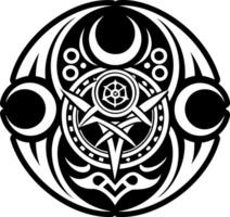 A solid style icon of triple moon symbol vector