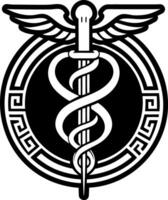 A glyph style icon of rod asclepius symbol vector