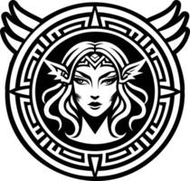A solid style icon of artemis goddess symbol vector