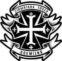 A solid style icon of templar ribbon symbol vector