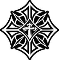 A solid style icon of cathedral cross symbol vector
