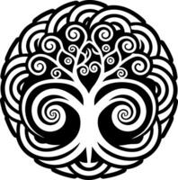 A filled style icon of swirl tree symbol vector