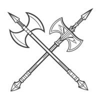Two axes with crossed swords on a white background vector