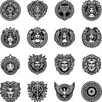 Set of Glyph Style Ancient Greek Icons vector