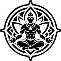 A solid style icon of lotus pose symbol vector