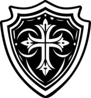 A solid style icon of warrior shield symbol vector