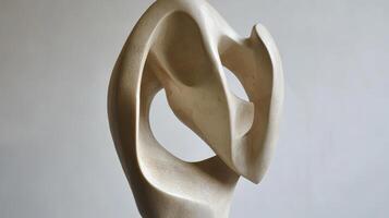 Artistic sculpture capturing movement and form, displayed in a minimalist gallery setting during daytime photo