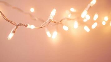 Warm glow of string lights illuminating a cozy space during evening hours with soft ambiance and inviting atmosphere photo