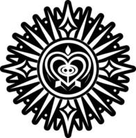 A glyph style icon of heart rays symbol vector