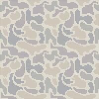 A seamless pattern of camouflage design, composed of small, pixelated dots in muted tones of beige, gray, and blue. vector