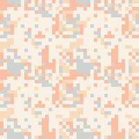 A seamless pixelated abstract pattern design in soft pastel colors beige, light orange, and gray. creating a slightly abstract texture reminiscent of vintage digital art vector