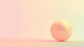 Softly glowing spherical object rests on a smooth surface reflecting warm, pastel colors in a serene setting with minimal distractions photo