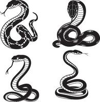 Set of Cobra Snake Silhouette Design king Cobra vector