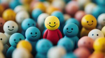 Colorful collection of cheerful figures in a vibrant crowd setting evokes a sense of joy and individuality among a range of playful characters photo