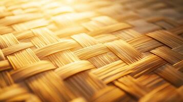 Intricate patterns of natural fibers showcasing skillful craftsmanship in a warm and sunlit environment photo