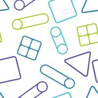 Vibrant colorful geometric shapes with outlined patterns vector