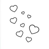 Simple heart outlines black and white sketch design. vector
