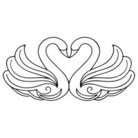 Elegant swan illustration black and white design vector
