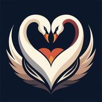 Two swans coloring minimalist art. vector
