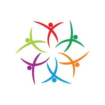 Colorful Human Figure Star Decoration Teamwork Logo Template vector