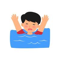 drowning boy concept vector