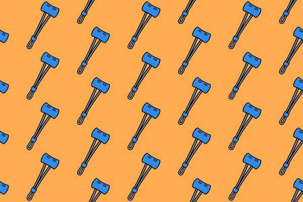 climbing tube stopper colorful seamless pattern on orange background set. doodle carved chock safety equipment illustration pattern background. chock nut background for climbing sport club merchandise